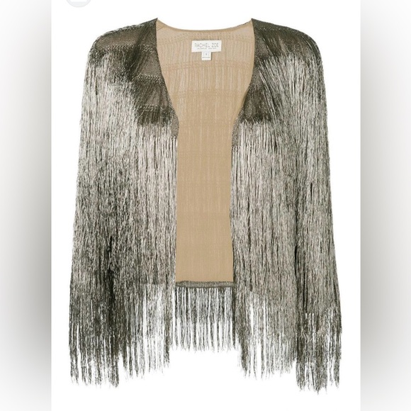 Rachel Zoe Shimmering Fringe Cardigan - Gold - Picture 2 of 9